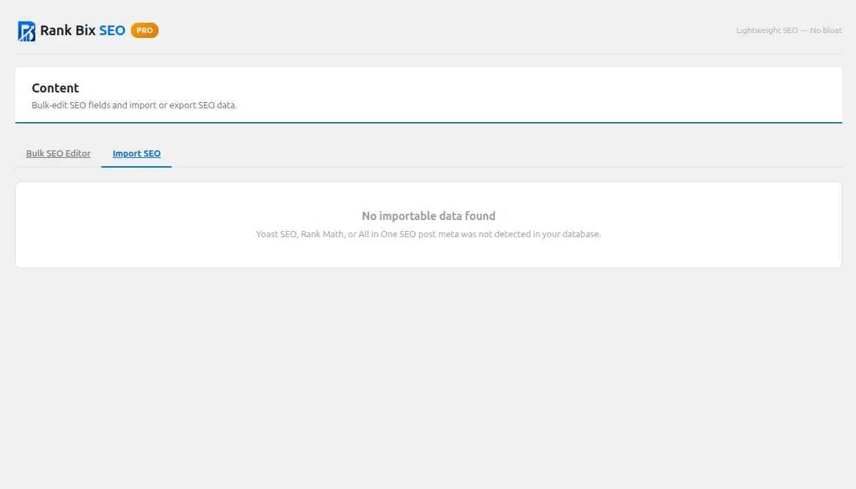 Rank Bix Import SEO — one-click migration from Yoast, Rank Math, All in One SEO and SEOPress