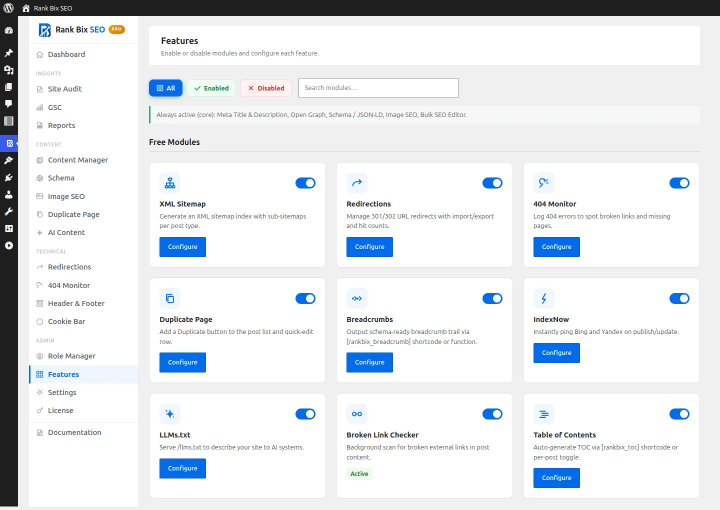 IndexNow screen in Rank Bix SEO